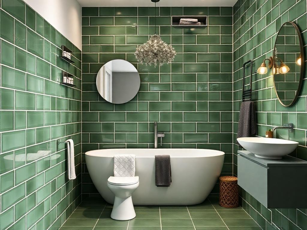 30 façons d'adopter le carrelage vert dans votre salle de bains