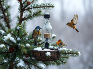Bird Feeding Station From Recycled Christmas Tree